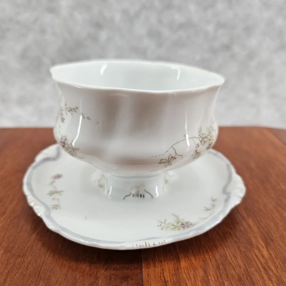 Versailles Made In Germany Elegant White Small Floral Bowl‎ with Attached Plate
